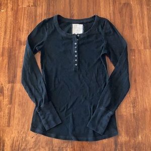 Old Navy Maternity Black Ribbed Long Sleeve Shirt Button Down Size XS EUC